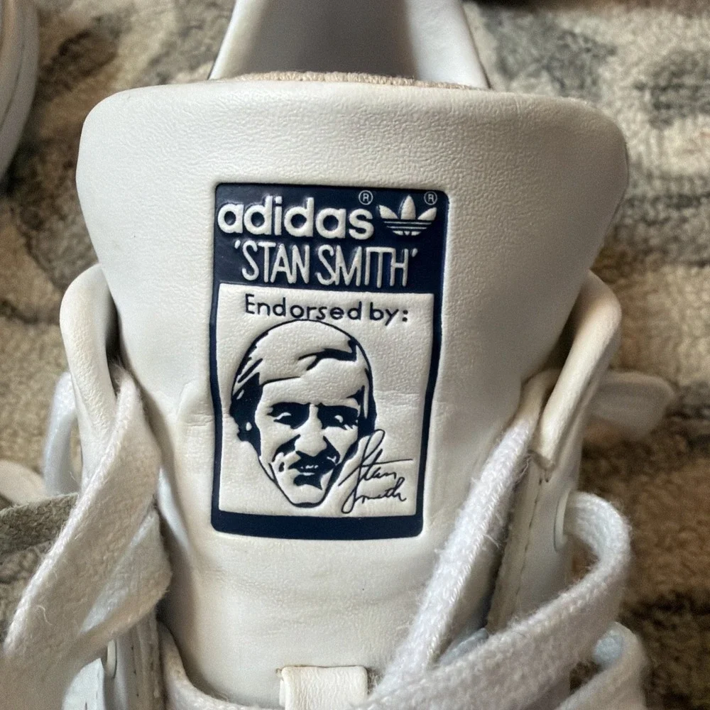 Adidas Stan Smith White Navy Leather Sneakers Men's‎ 8 Classic Casual